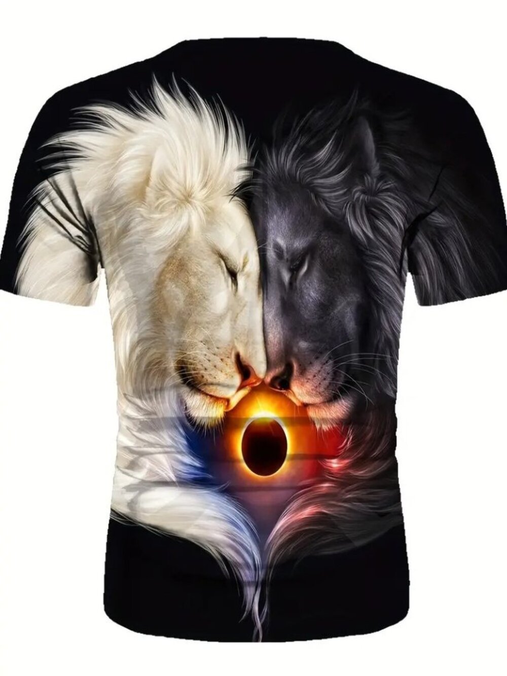Lion 3D Print Men's T-shirt, Crew Neck Short Sleeve, Graphic Tee Size Large New